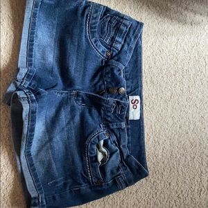 Low rise jean shorts